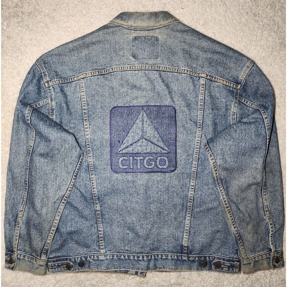Vintage Levi’s Denim Jacket 0593 Citgo Tough Guys Logo Patch Workwear USA Made - Picture 6 of 8